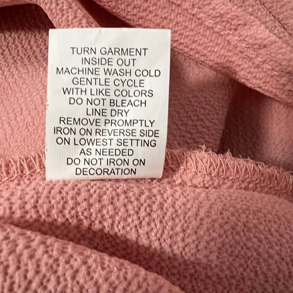 Pink Square Neck Blouse Lace Trim 3/4 length sleeves Pink Rose Women size XL - Picture 2 of 4